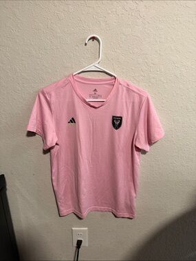 adidas Pink Miami Crest Short Sleeve Soccer Top
